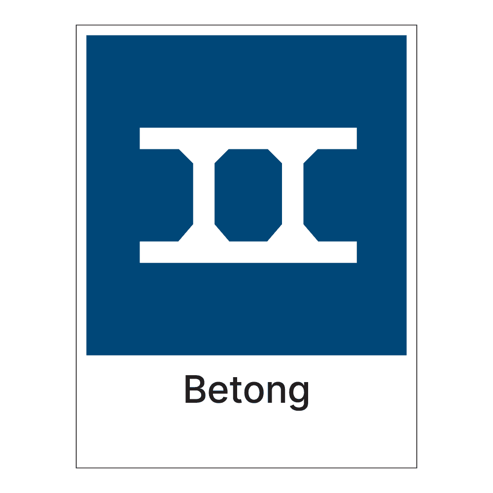 Kildesorteringsskilt: "Betong" m/tekst under