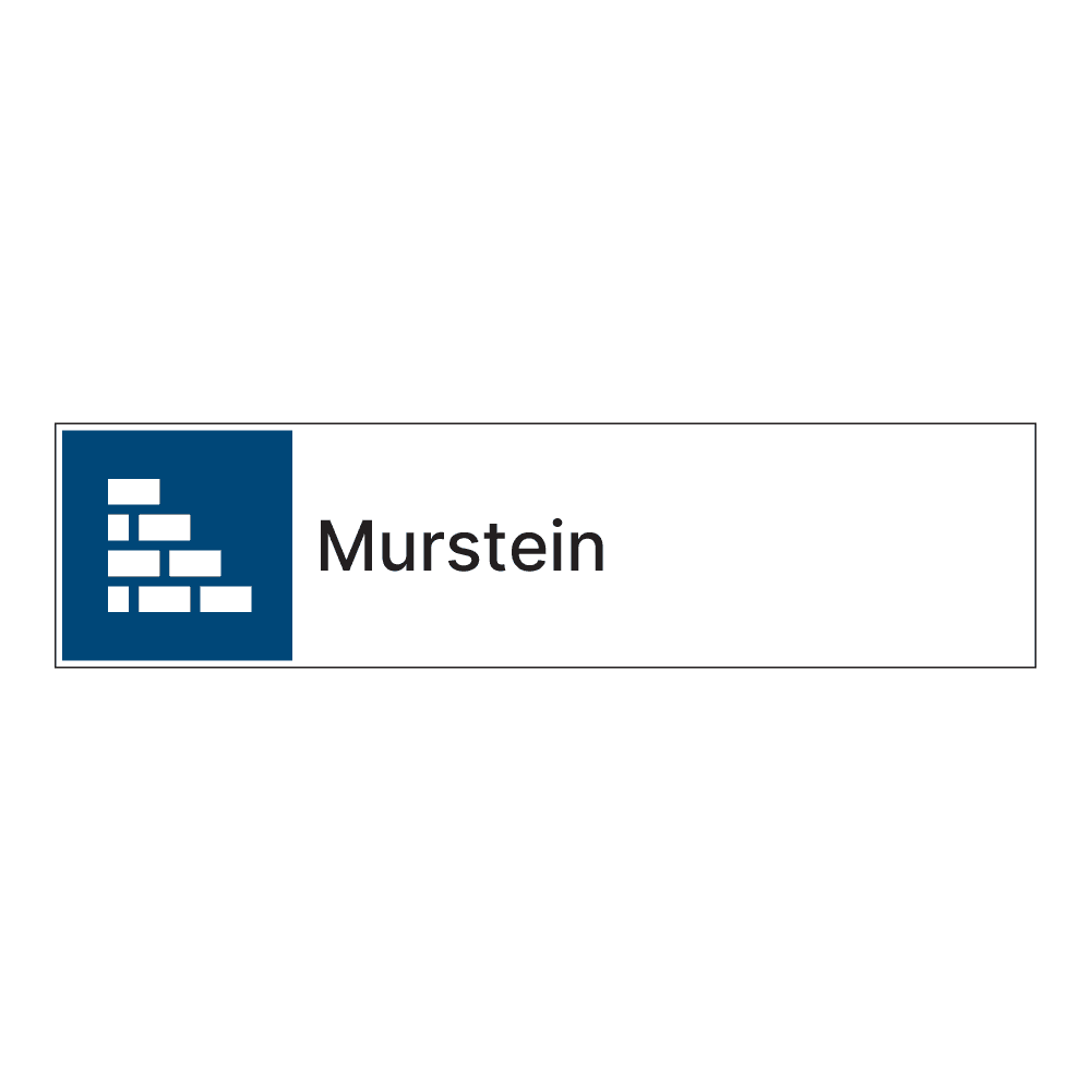 Kildesorteringsskilt: "Murstein" m/tekst ved siden av