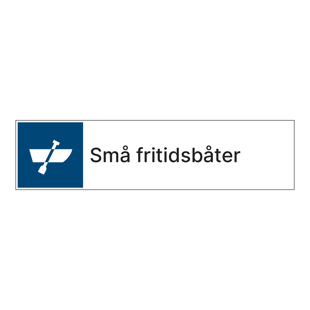 Kildesorteringsskilt: "Små fritidsbåter" m/tekst ved siden av