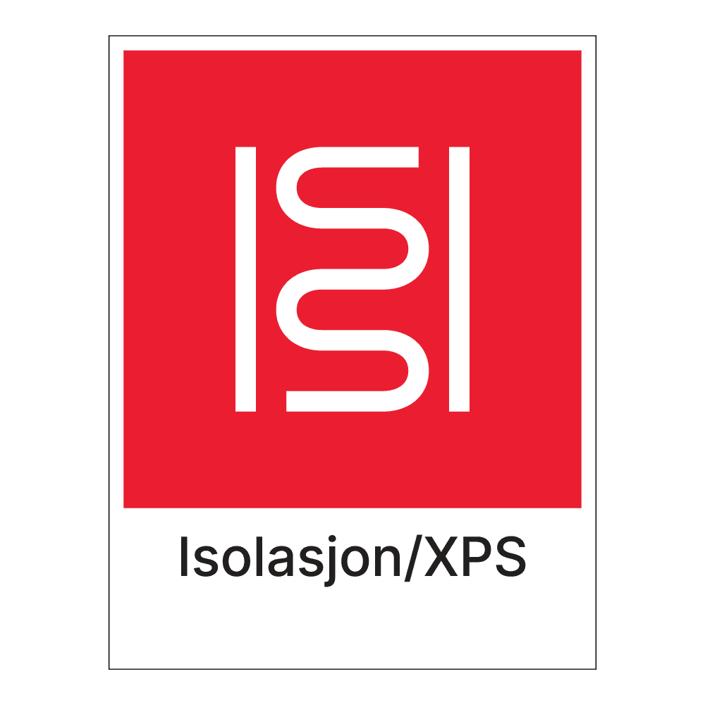 Kildesorteringsskilt: "Isolasjon/XPS" m/tekst under