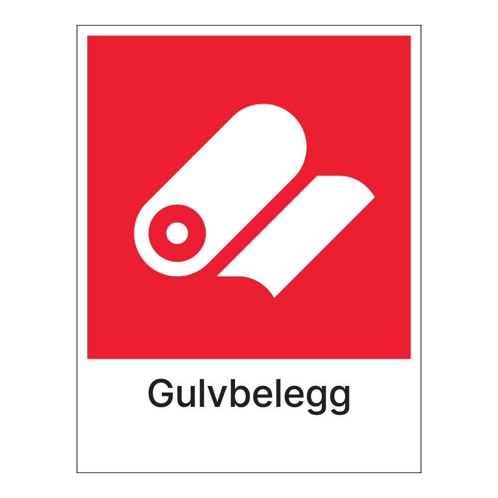Kildesorteringsskilt: "Gulvbelegg" m/tekst under