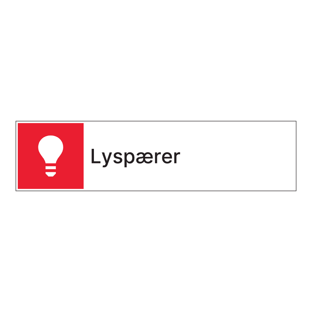 Kildesorteringsskilt: "Lyspærer" m/tekst ved siden av