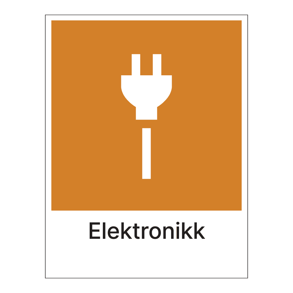 Kildesorteringsskilt: "Elektronikk" m/tekst under