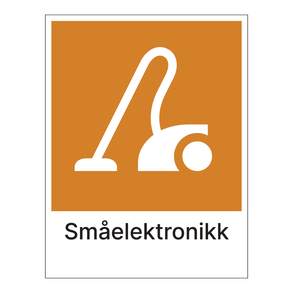 Kildesorteringsskilt: "Småelektronikk" (2) m/tekst under