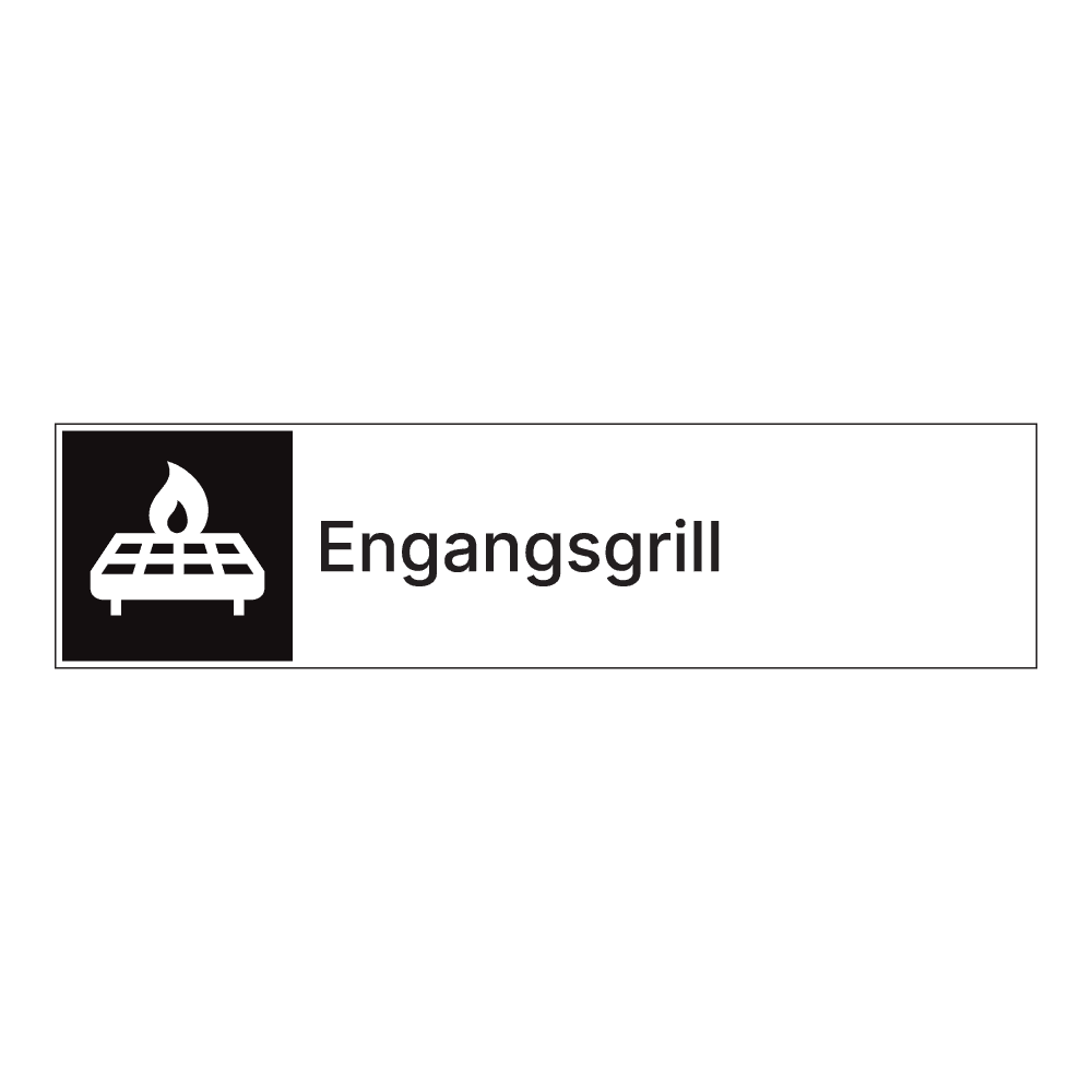 Kildesorteringsskilt: "Engangsgrill" m/tekst ved siden av