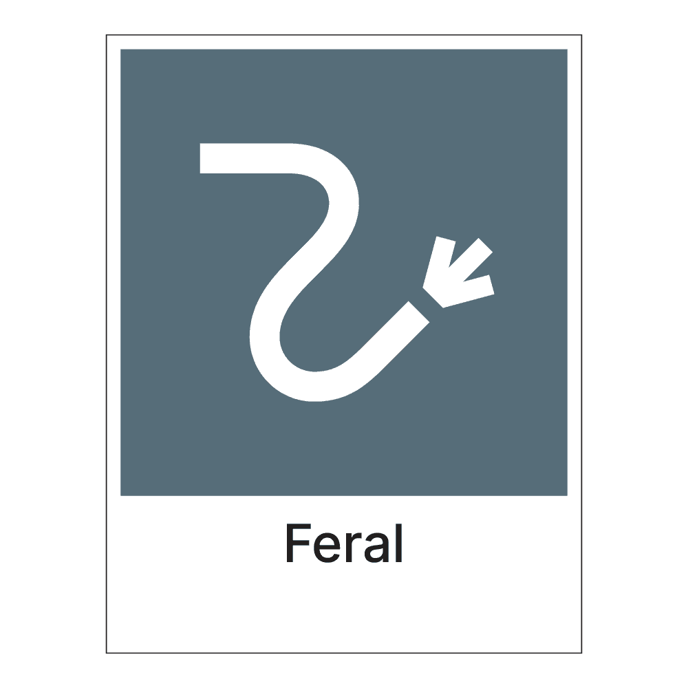 Kildesorteringsskilt: "Feral" m/tekst under