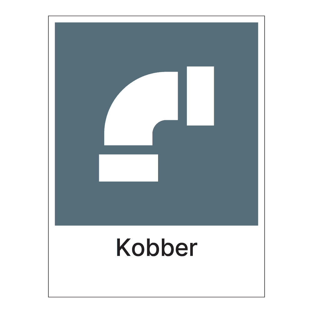 Kildesorteringsskilt: "Kobber" m/tekst under