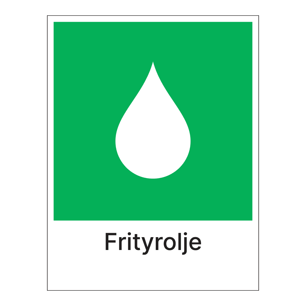 Kildesorteringsskilt: "Frityrolje" m/tekst under