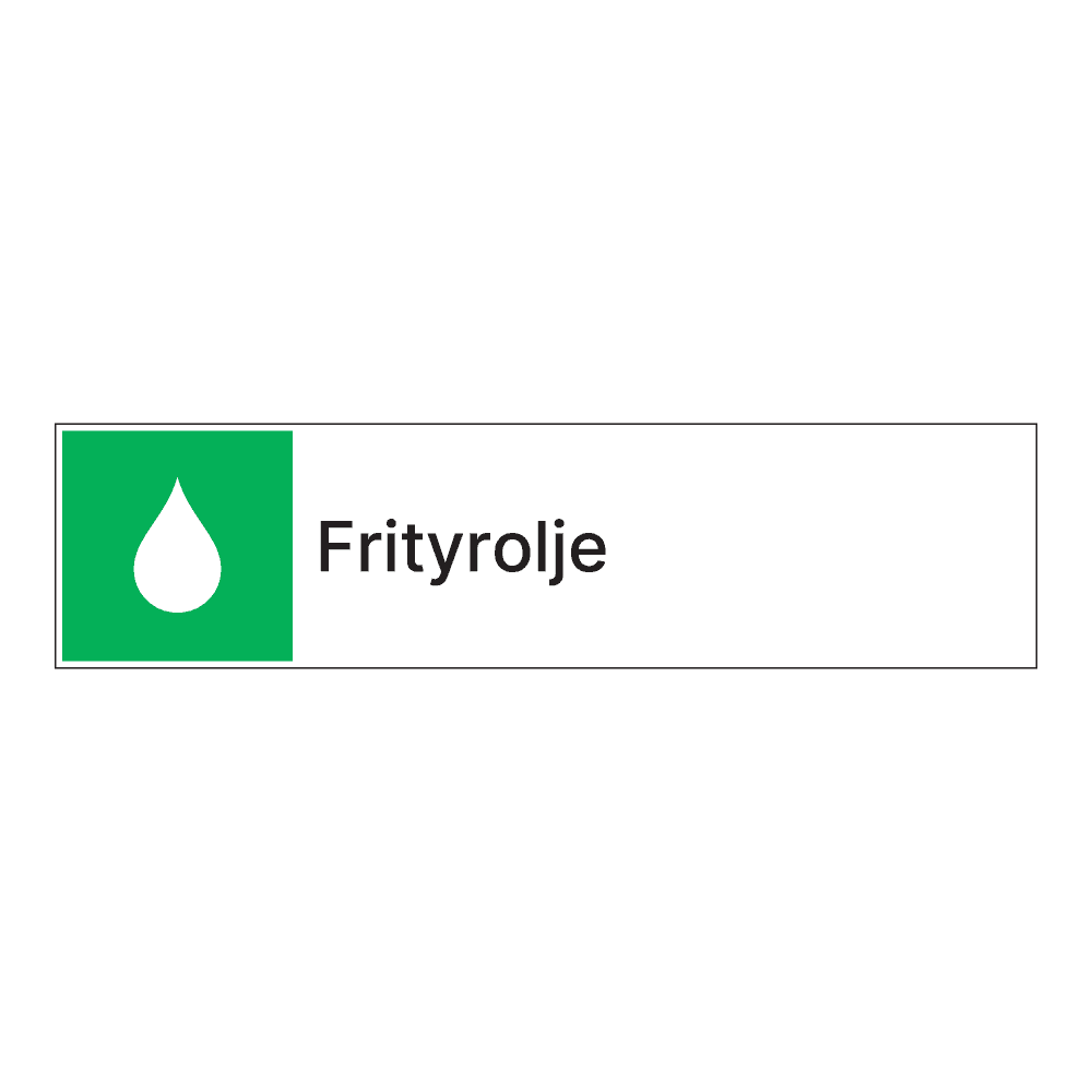 Kildesorteringsskilt: "Frityrolje" m/tekst under
