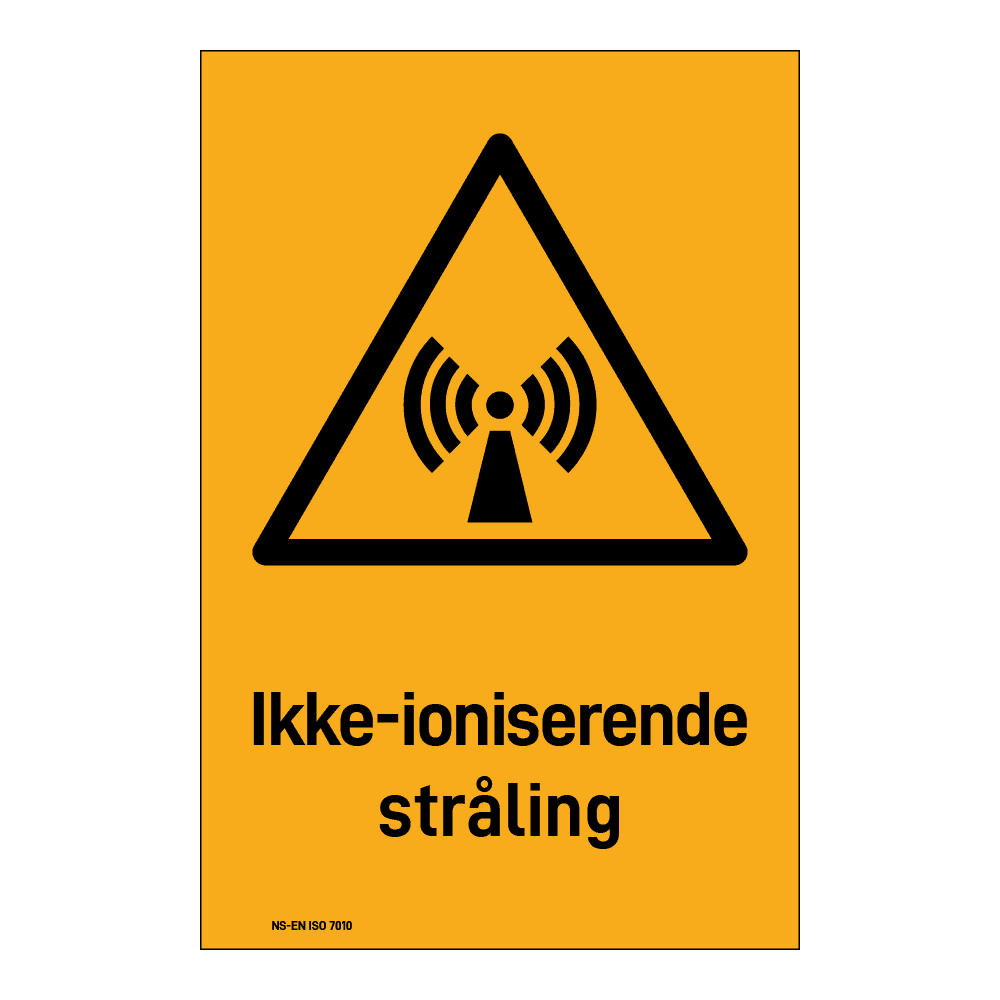Advarselsskilt: "Ikke-ioniserende stråling" m/tekst under