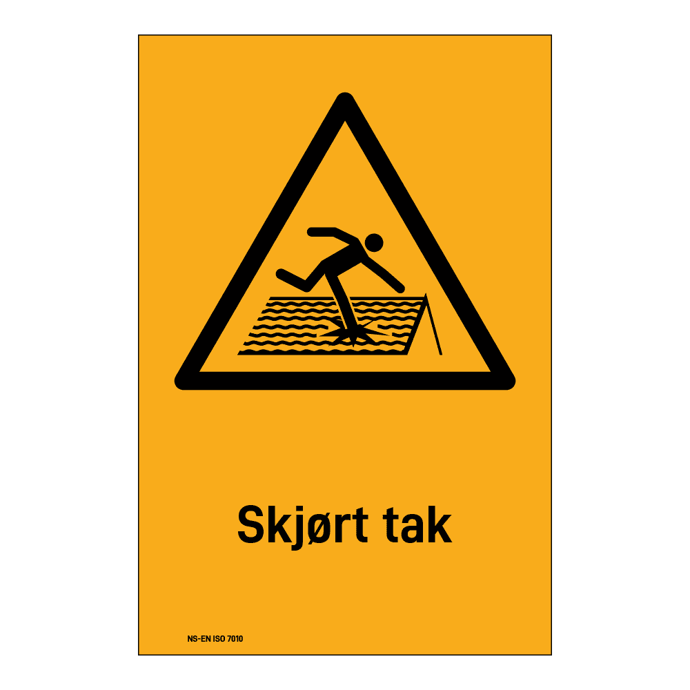 Advarselsskilt: "Skjørt tak" m/tekst under