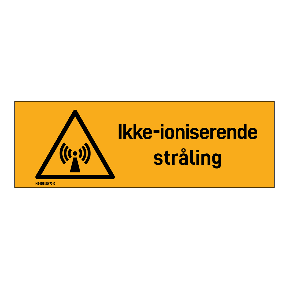 Advarsel klistremerke: "Ikke-ioniserende stråling" m/tekst liggende