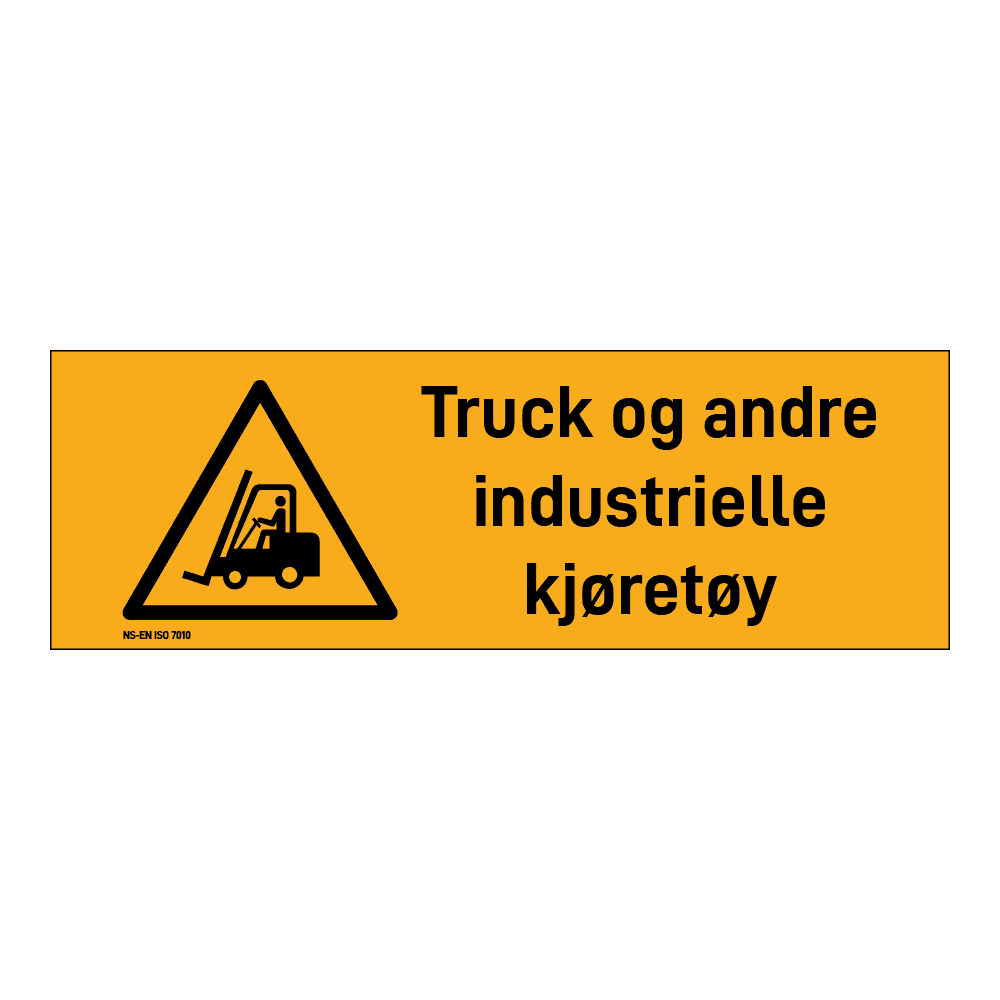 Advarsel klistremerke: "Truck og andre industrielle kjøretøy" m/tekst liggende