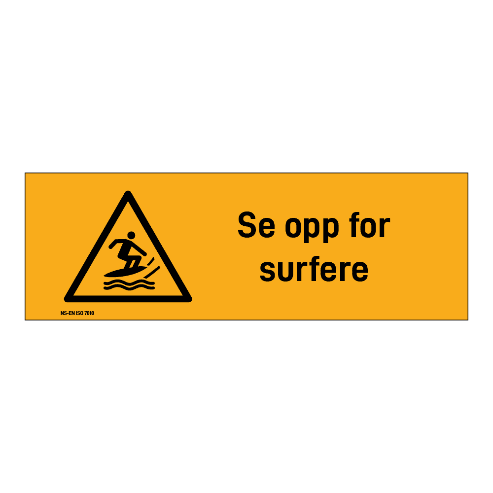 Advarsel klistremerke: "Se opp for surfere" m/tekst liggende