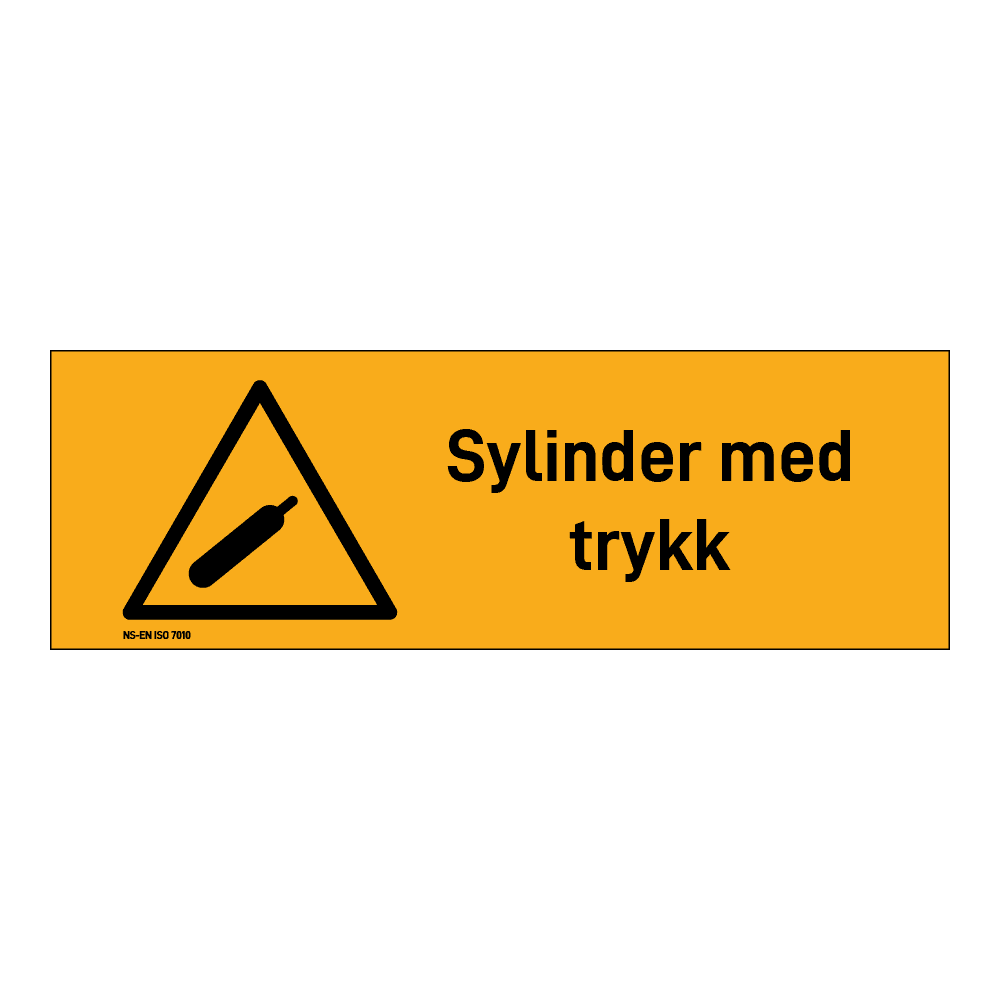 Advarsel klistremerke: "Sylinder med trykk" m/tekst liggende