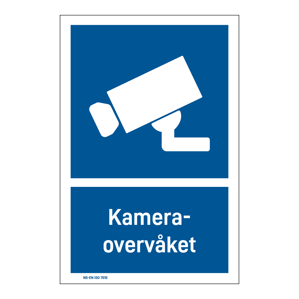 Påbud klistremerke: "Kameraovervåket" m/tekst under