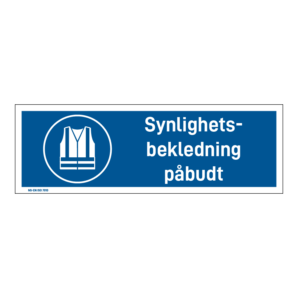 Påbud klistremerke: "Synlighetsbekledning påbudt" m/tekst liggende