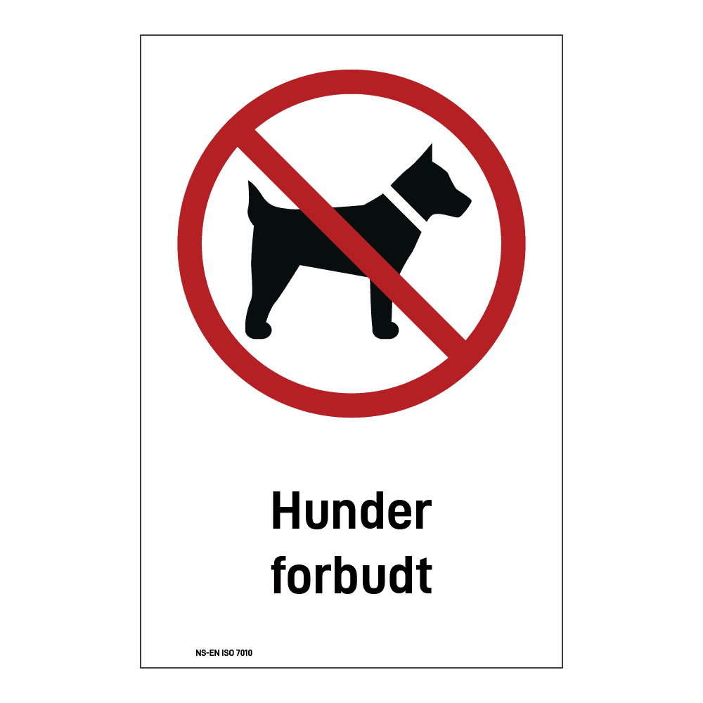 Forbud klistremerke: "Hunder forbudt" m/tekst