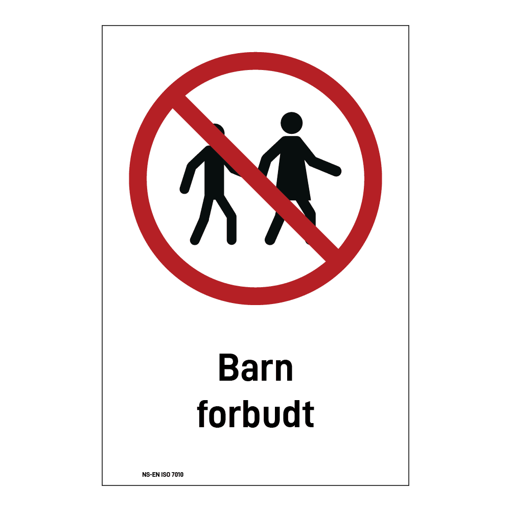 Forbud klistremerke: "Barn forbudt" m/tekst