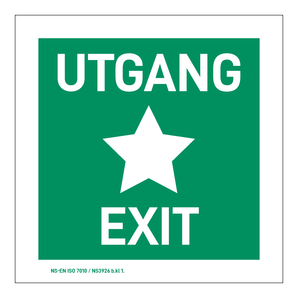 Rømningsskilt: Utgang/exit