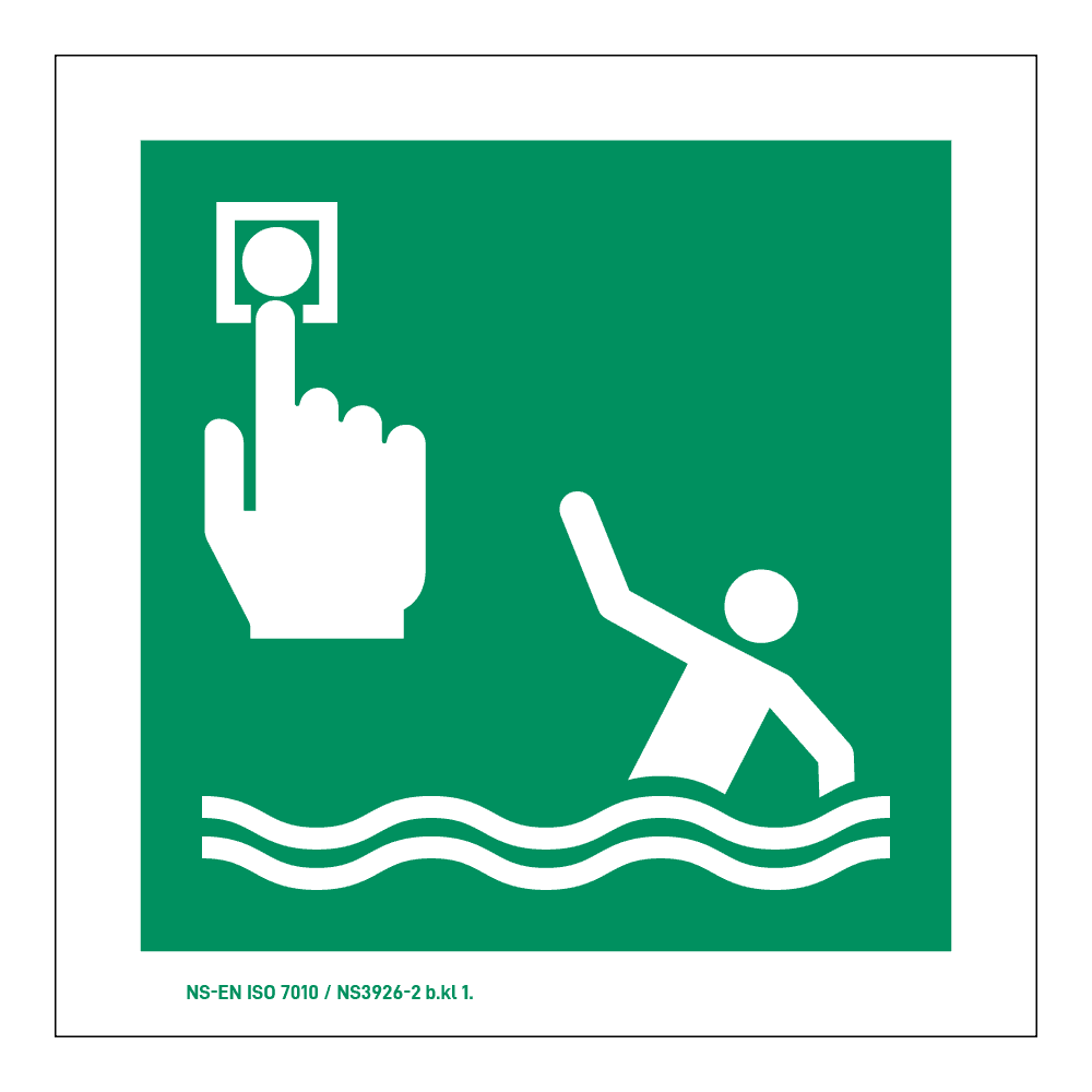 Rømning klistremerke: Alarmknapp - person over bord