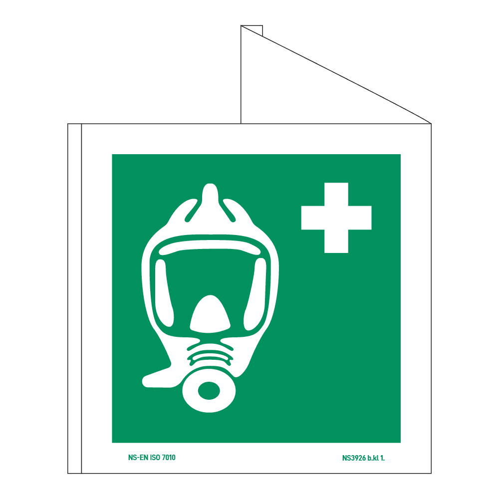 Rømningsskilt plog: Pustemaske