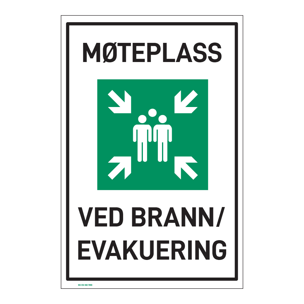 Rømningsskilt: Møteplass
