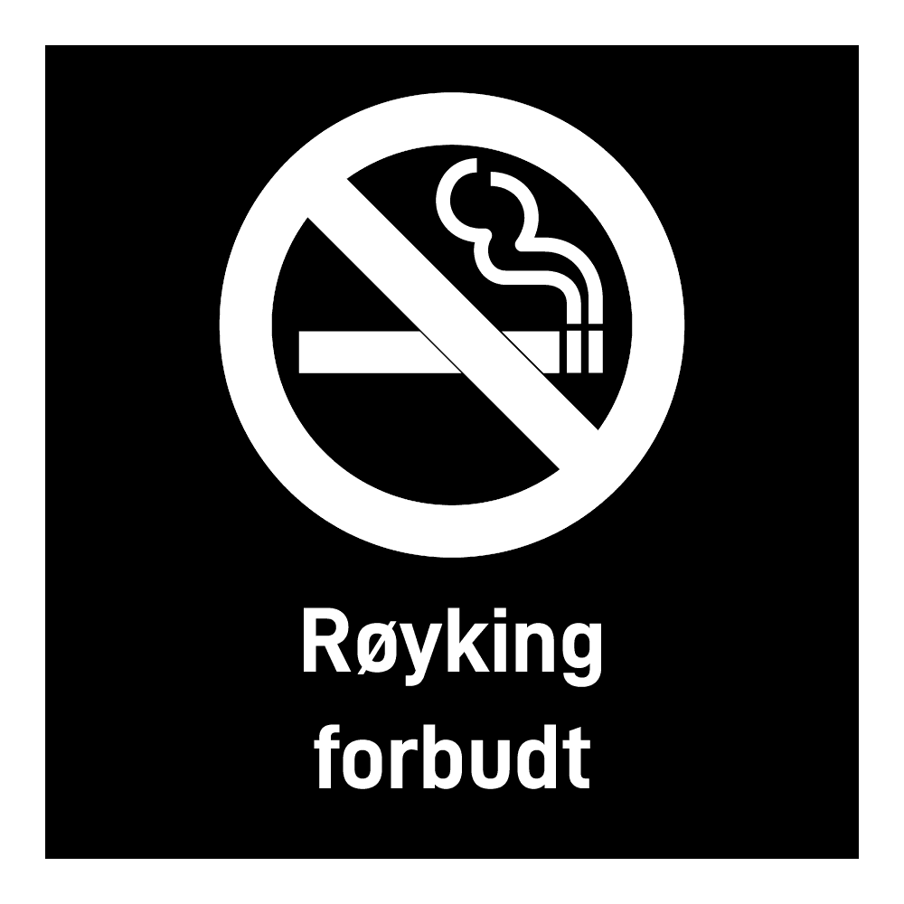 Privatrettslig skilt: "Røyking forbudt" m/tekst