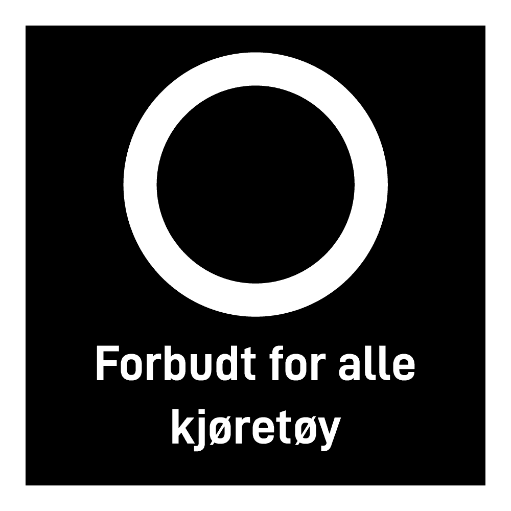 Privatrettslig skilt: "Forbudt for alle kjøretøy" m/tekst