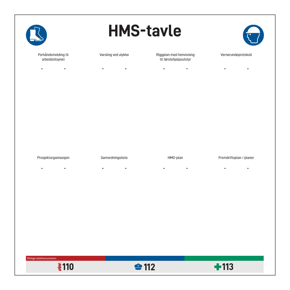 Anleggsområde: "HMS tavle"