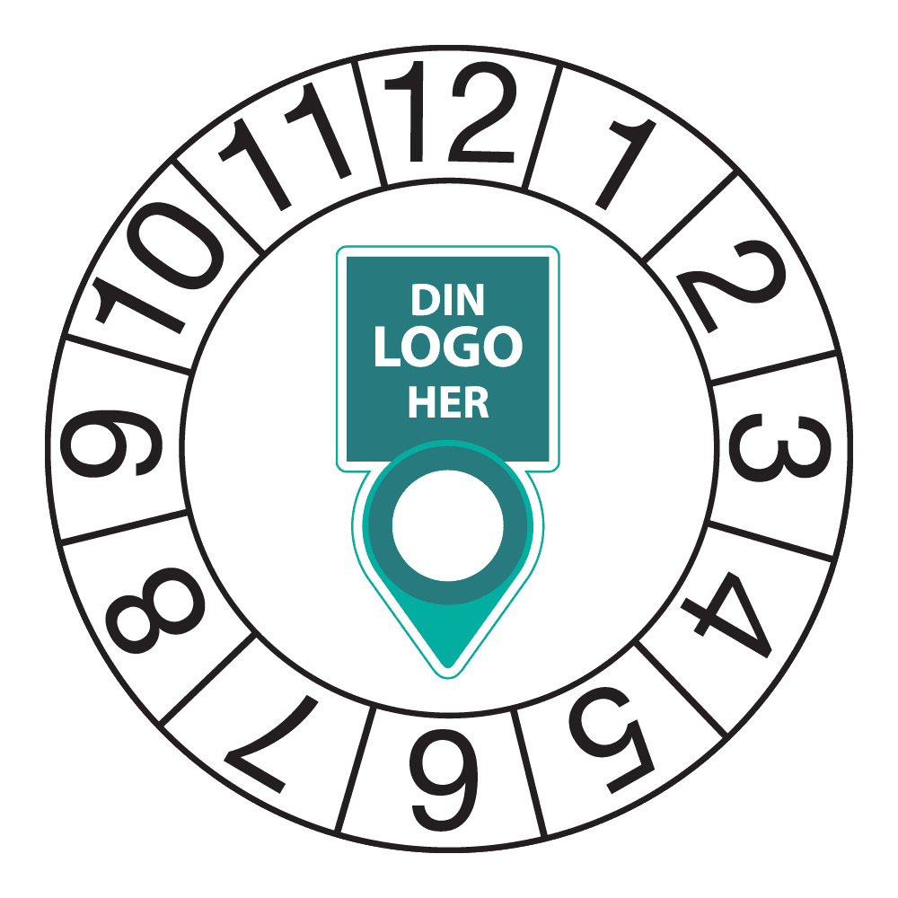 Kontrollmerker: Kontrollert m/ måned, Hvit. Med logo