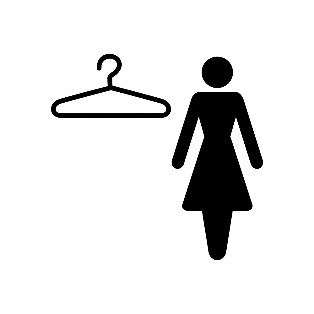 Informasjonsskilt: Garderobe dame