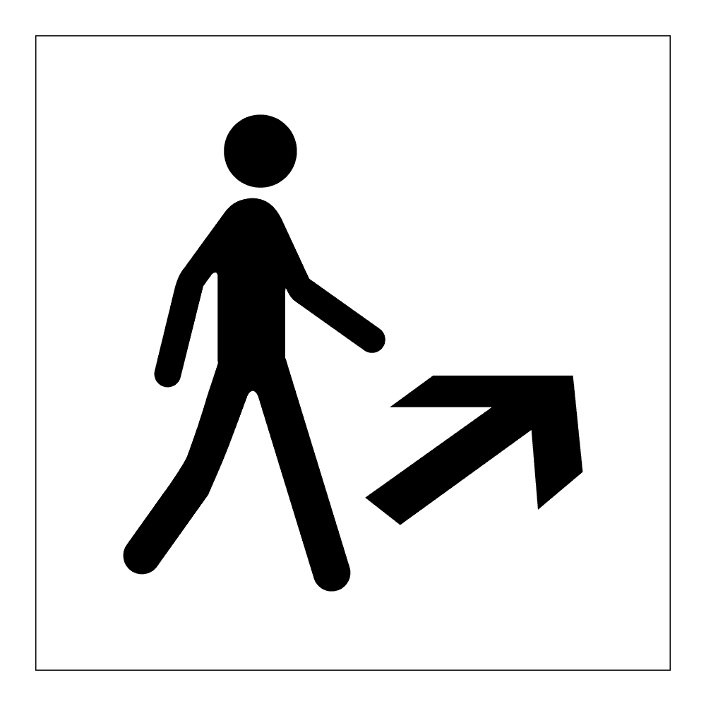 Informasjon klistremerke: Utgang retning