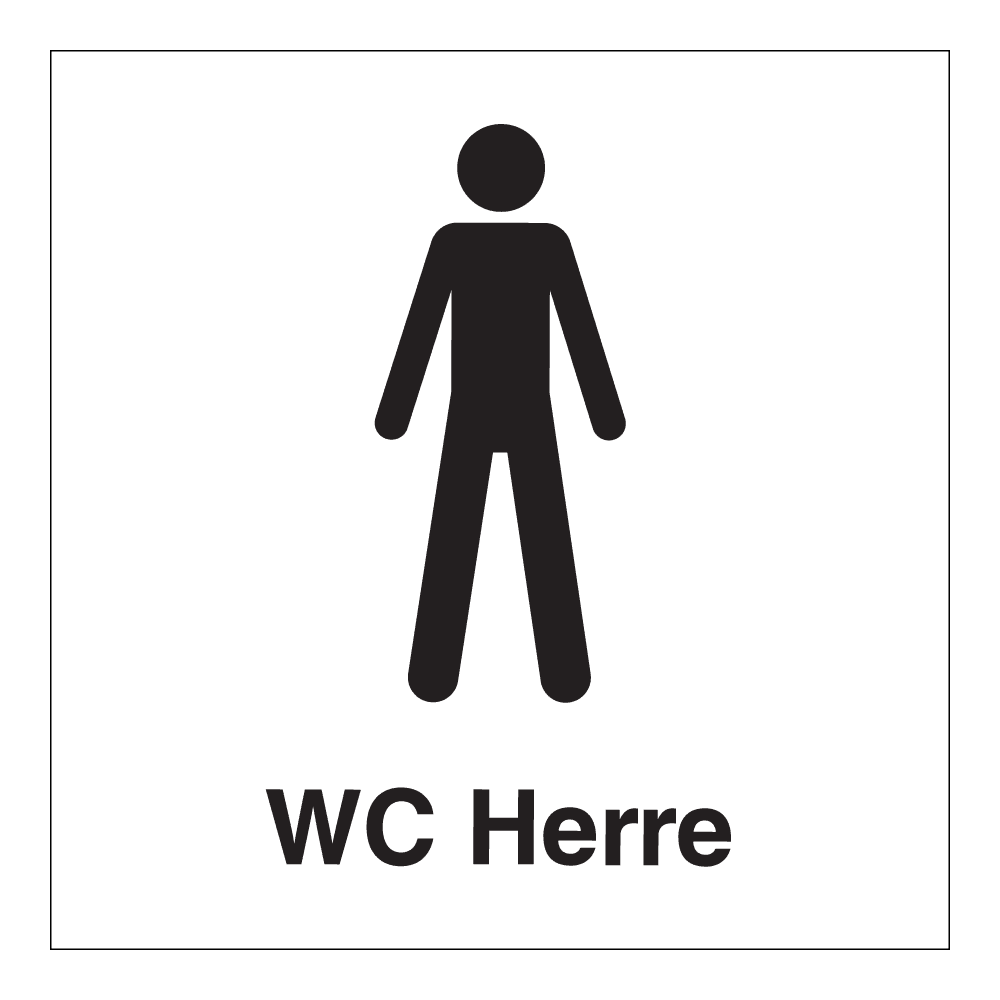 Informasjonsskilt: "WC herre" m/tekst