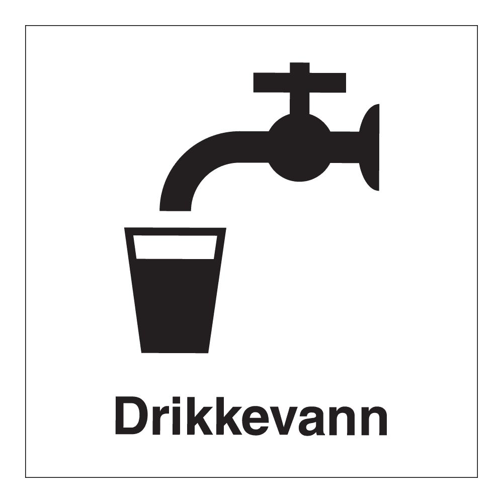 Informasjonsskilt: "Drikkevann" m/tekst