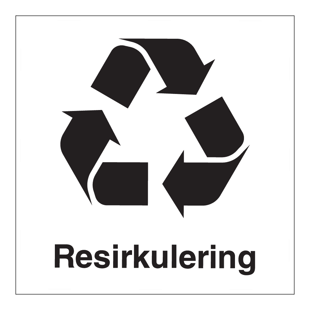 Informasjonsskilt: "Resirkulering" m/tekst