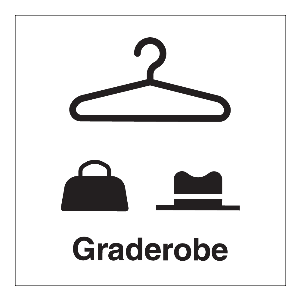Informasjon klistremerke: "Garderobe" m/tekst
