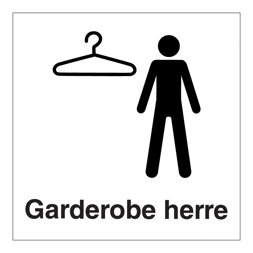 Informasjon klistremerke: "Garderobe herre" m/tekst