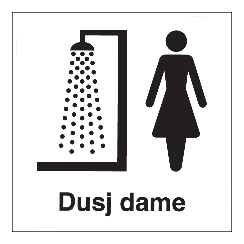 Informasjon klistremerke: "Dusj dame" m/tekst