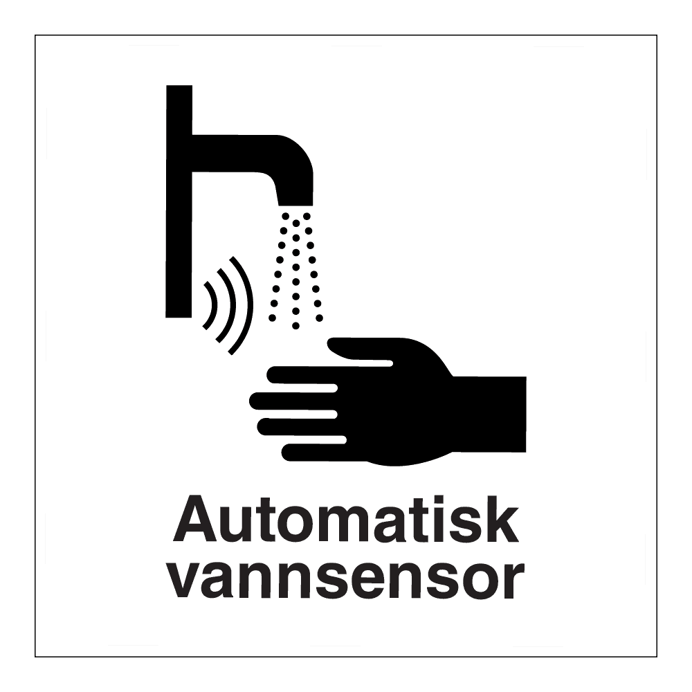 Informasjon klistremerke: "Automatisk vannsensor" m/tekst