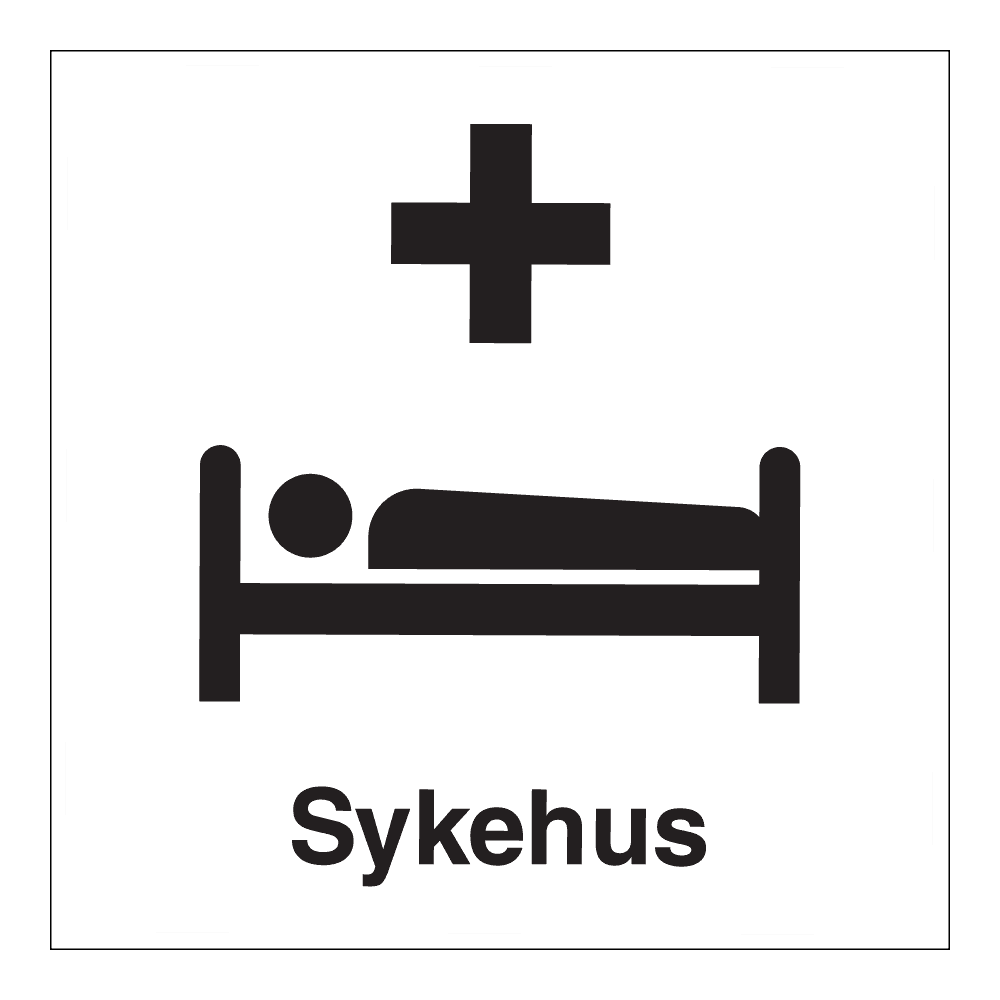 Informasjon klistremerke: "Sykehus" m/tekst