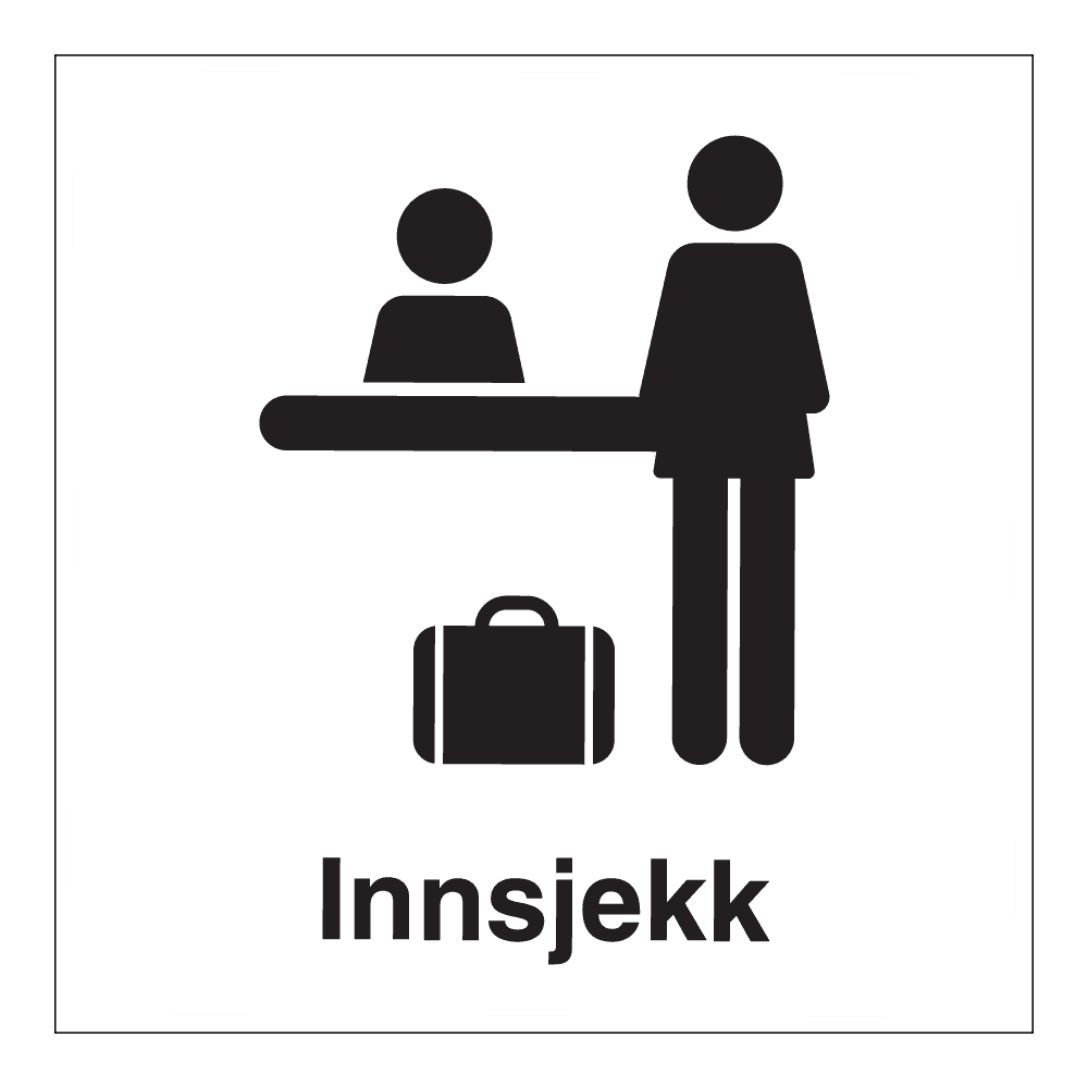 Informasjon klistremerke: "Innsjekk" m/tekst