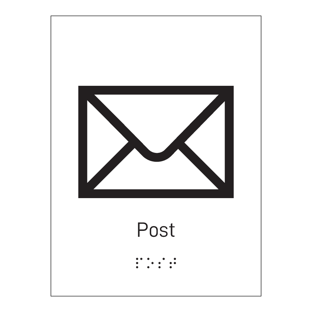 Informasjonsskilt: "Post" m/ taktilt trykk