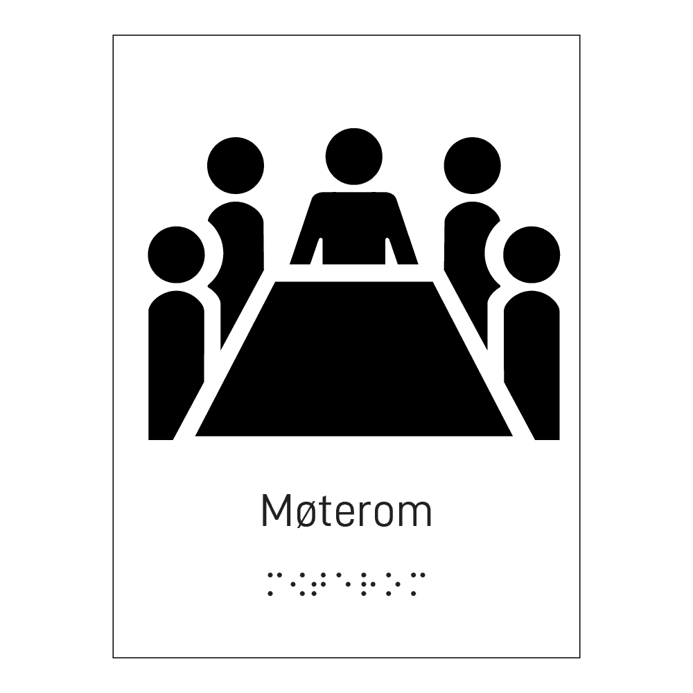 Informasjonsskilt: "Konferanse / møterom" m/ taktilt trykk