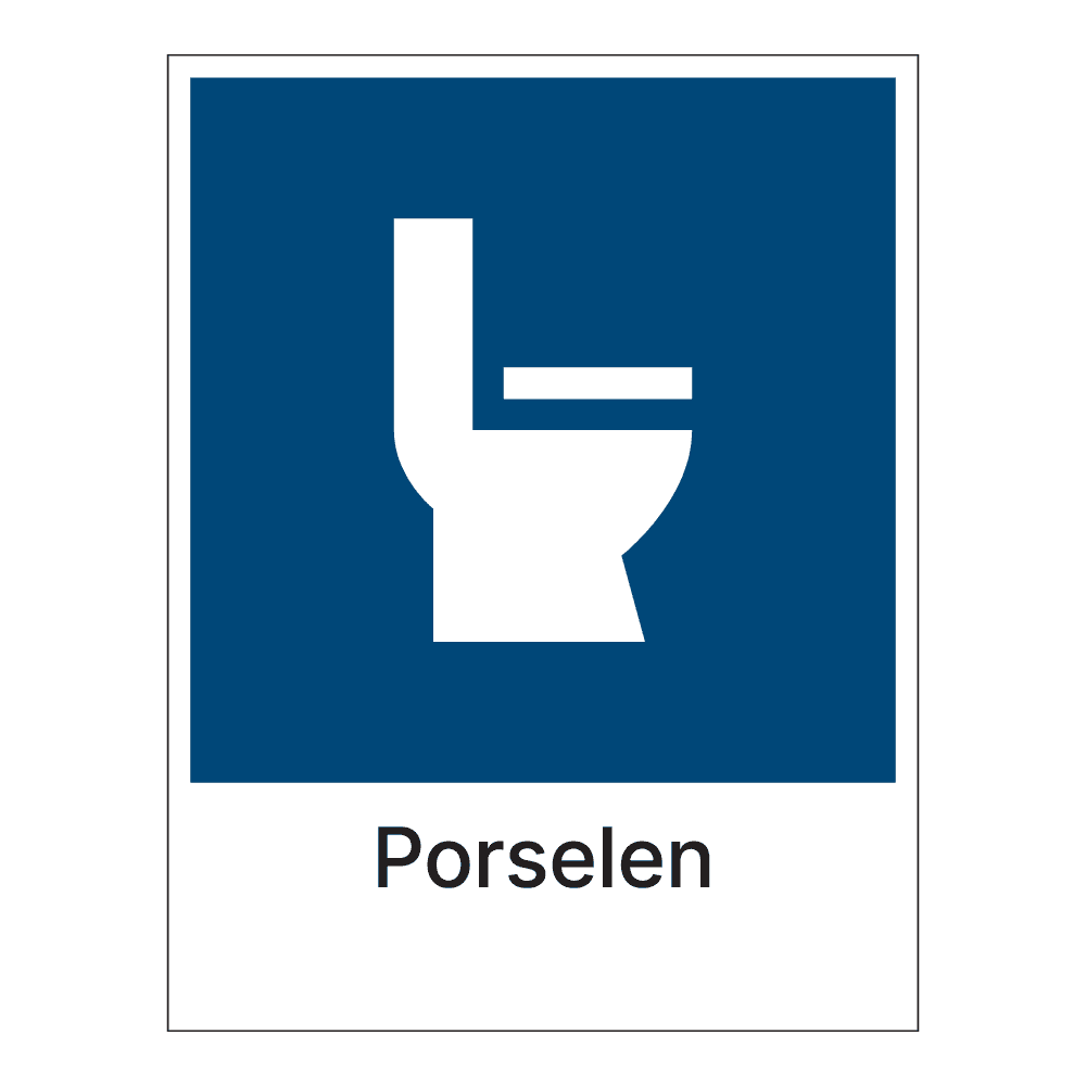 Kildesorteringsskilt: "Porselen" m/tekst under