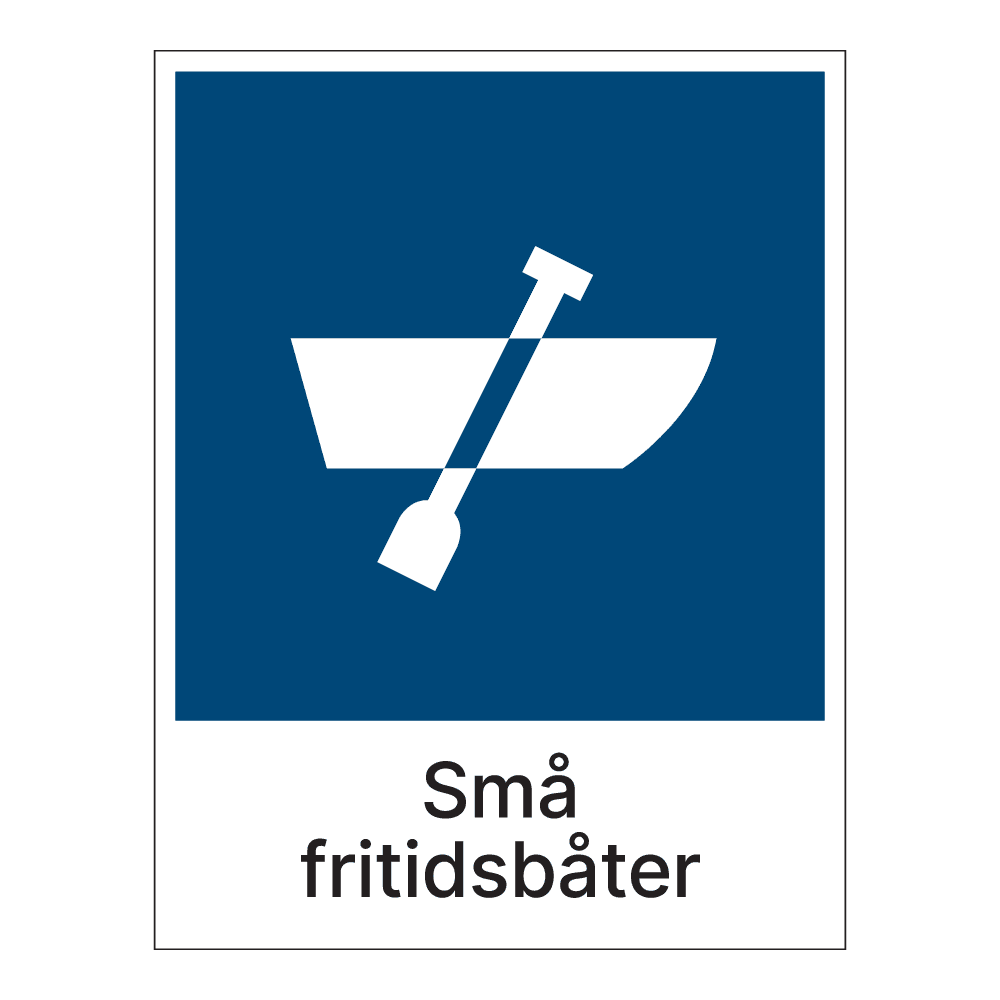 Kildesorteringsskilt: "Små fritidsbåter" m/tekst under