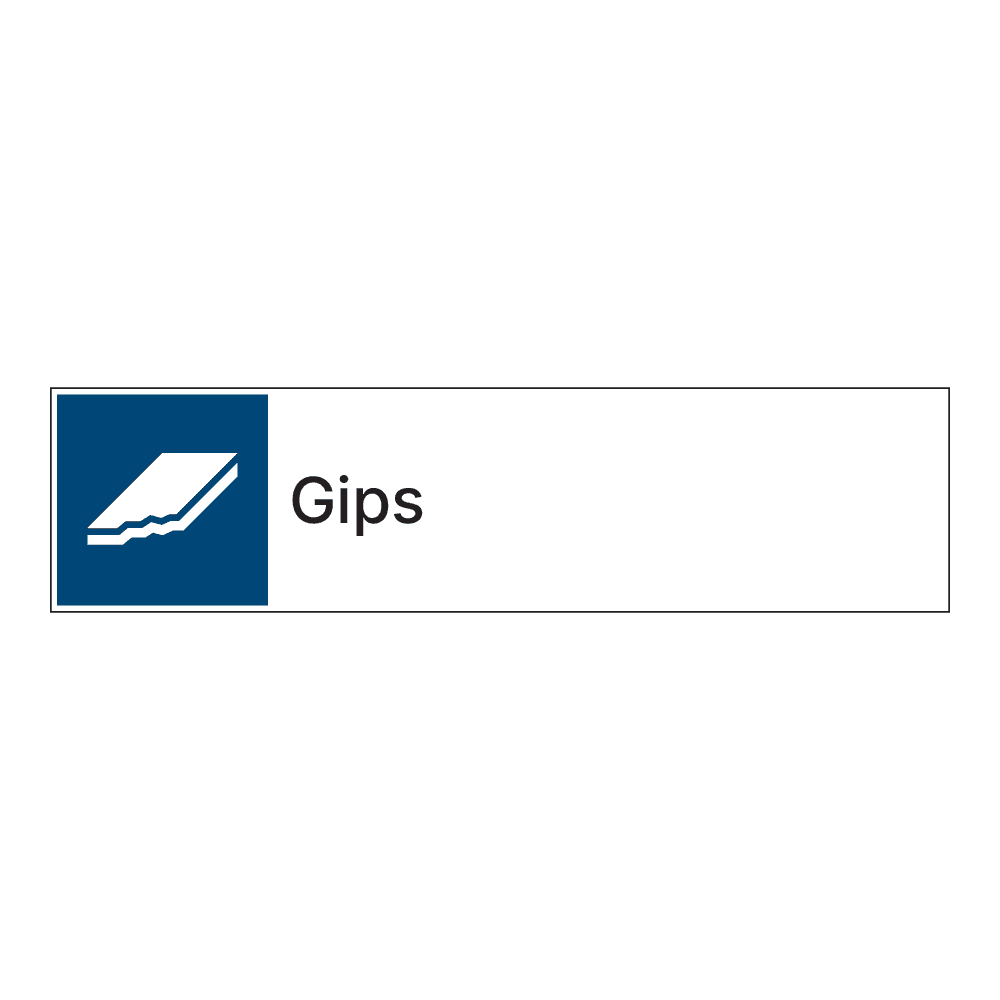 Kildesorteringsskilt: "Gips" m/tekst ved siden av