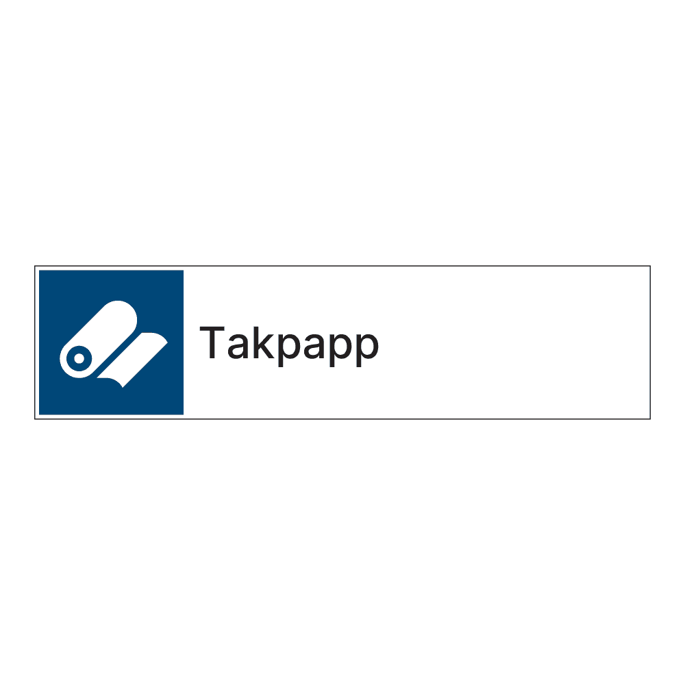 Kildesorteringsskilt: "Takpapp" m/tekst ved siden av