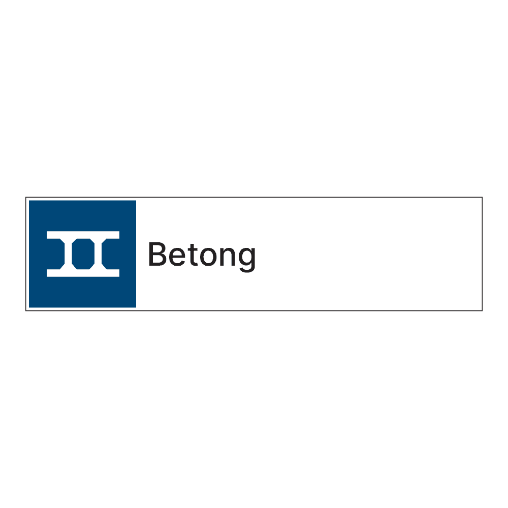 Kildesorteringsskilt: "Betong" m/tekst ved siden av