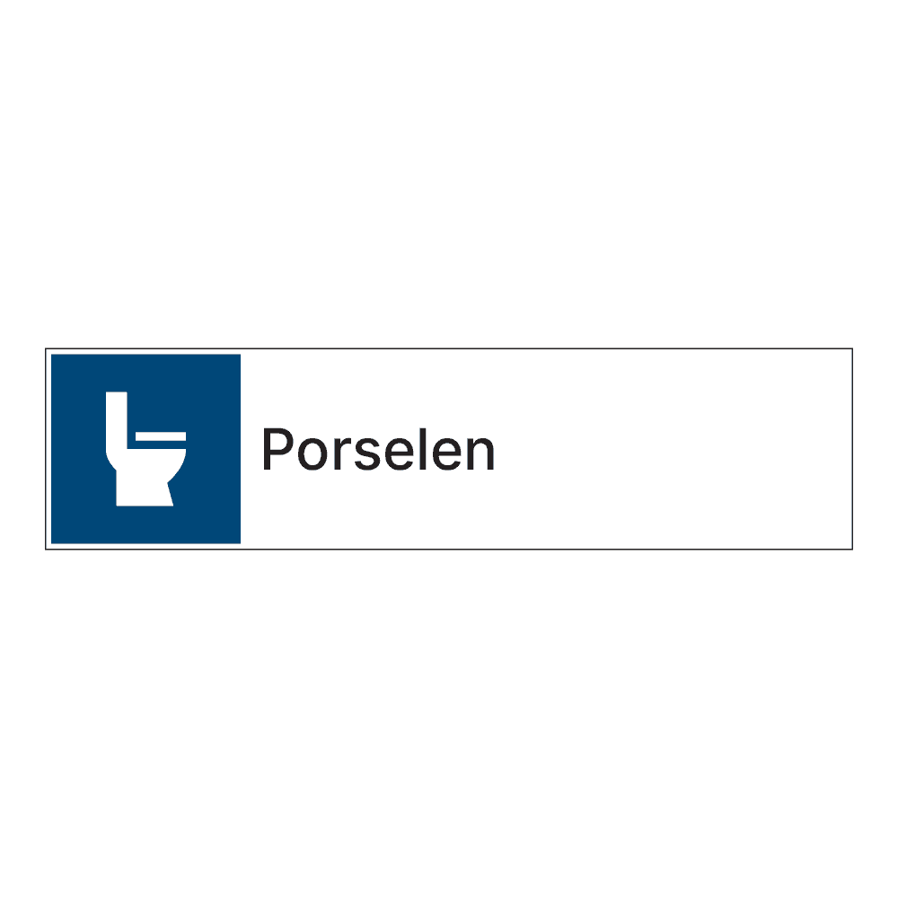 Kildesorteringsskilt: "Porselen" m/tekst ved siden av